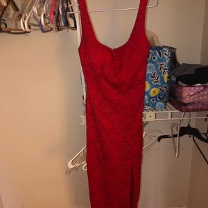 Red lace midi gown